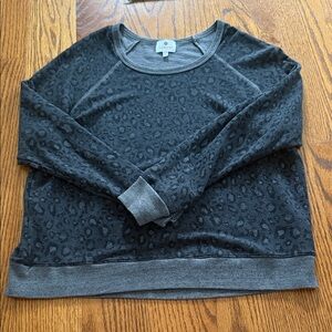Sundry Charcoal Leopard Print Pullover